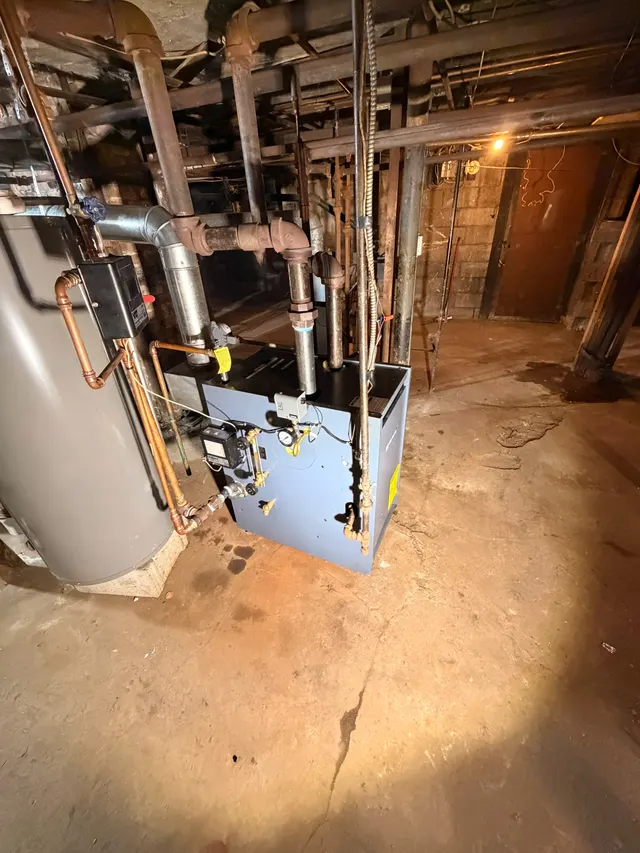 Exposed framing and utilities in a renovation workspace